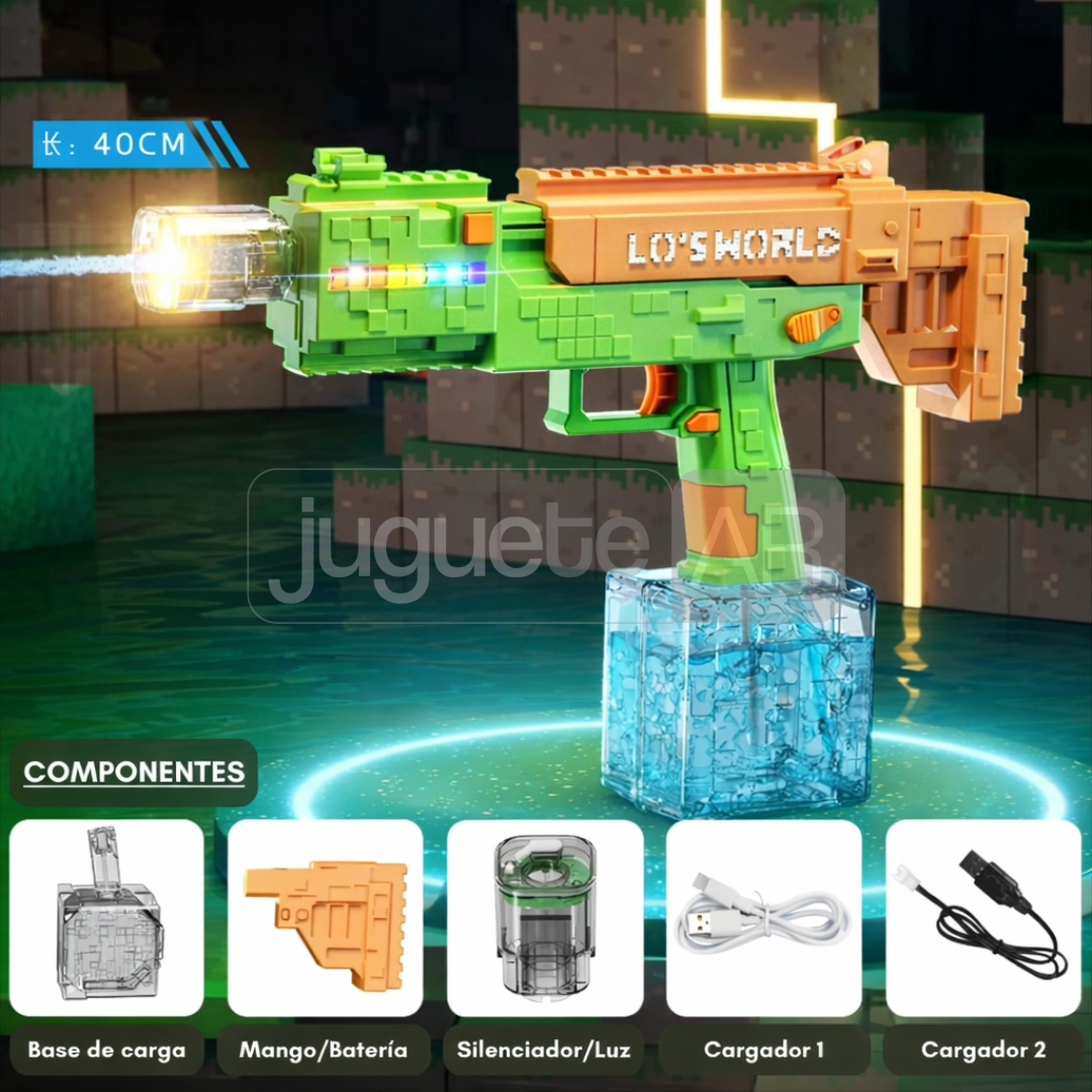 PISTOLA AUTOMÁTICA DE AGUA TIPO MINECRAFT