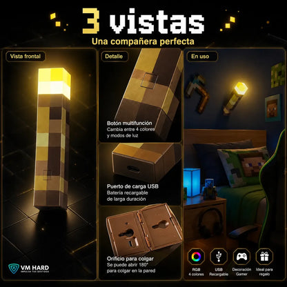Antorcha de Minecraft Led Recargable