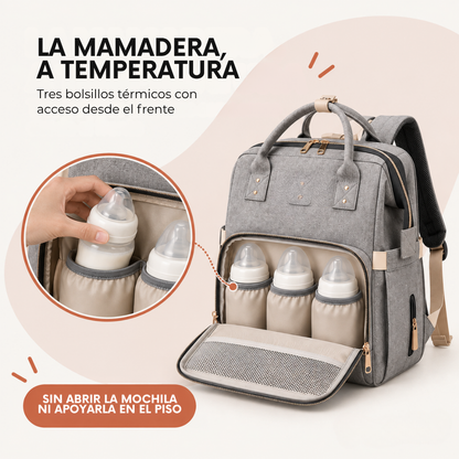 Mochila Maternal 3 en 1 — con Cambiador y Cuna Plegable