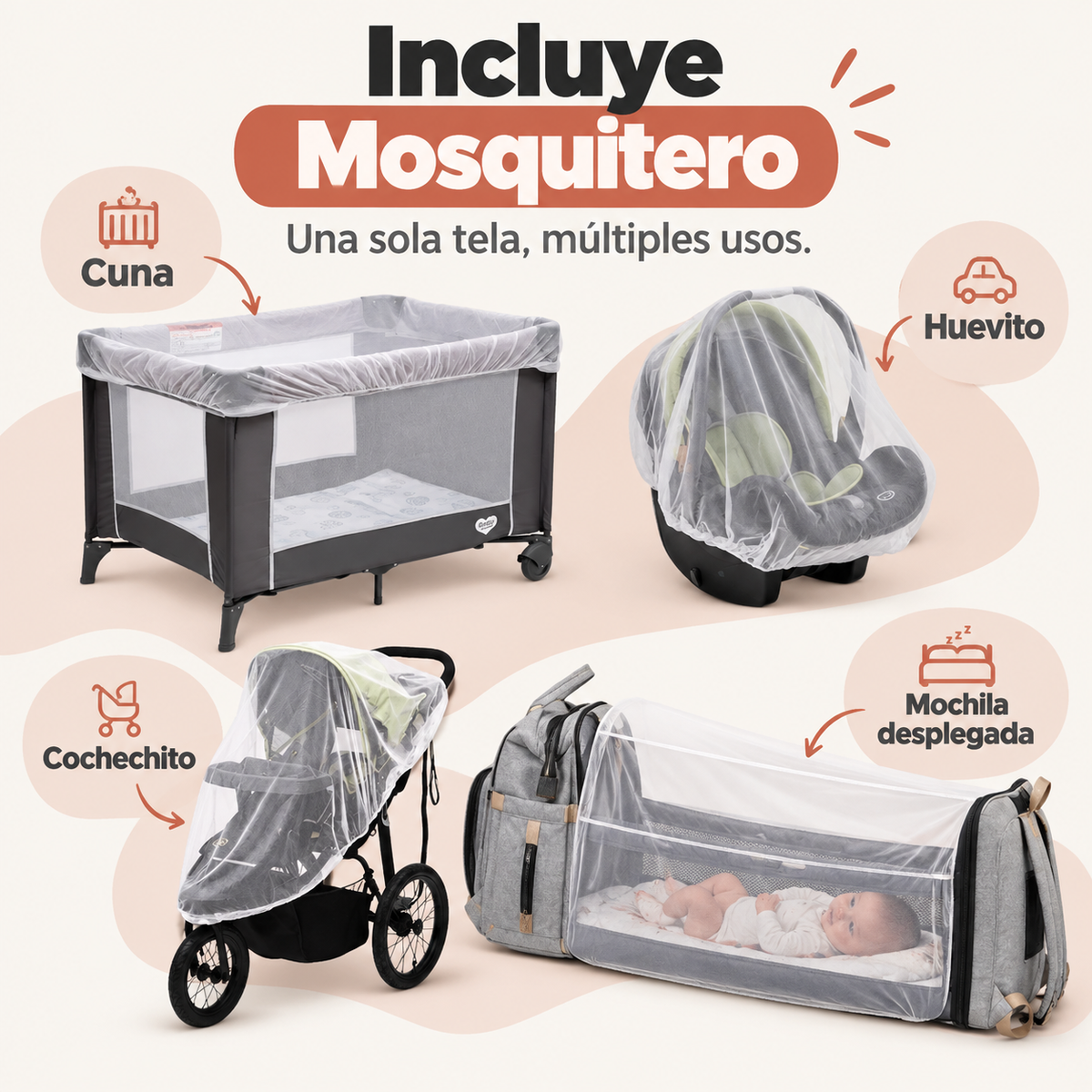 Mochila Maternal 3 en 1 — con Cambiador y Cuna Plegable