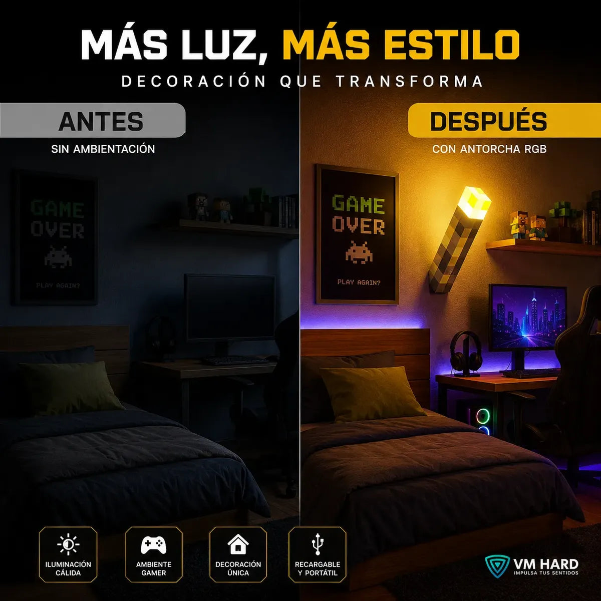 Antorcha de Minecraft Led Recargable